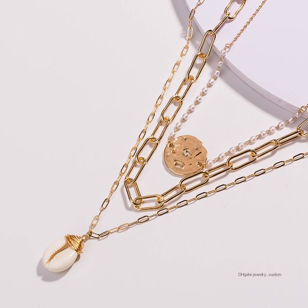 

popular ornaments natural shell multi-storey necklace temperament accessories, Silver