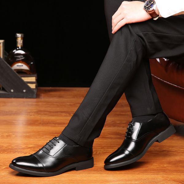 

fashion handmade leather men shoes oxford casual shoes men moccasins banquet footwear sapatos masculino sepatu pria iv, Black