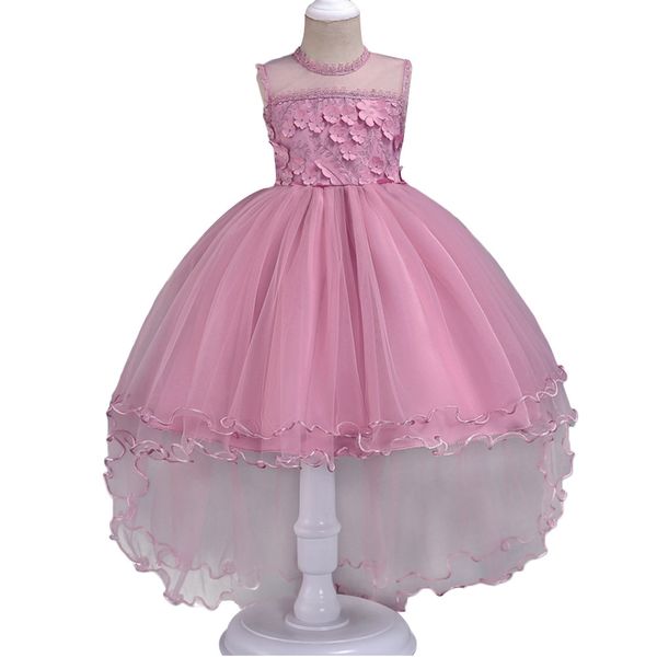 

baohulu flowers lace baby girls wedding pageant party dresses princess formal prom gowns size 3-14 years new kids girls clothes, Black;red