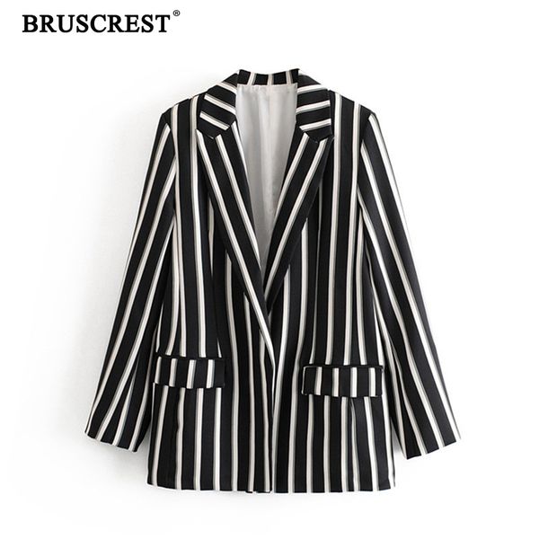 

новые женские блейзеры для офисных курток с длинным рукавом винтажная полоса повседневная элегантная дизайнерская мода повседневная женская, White;black