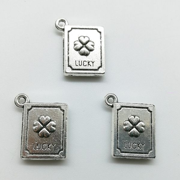 Lot 50 Stück Glücksbuch Antik Silber Charms Anhänger Schmuck DIY für Halskette Armband Ohrringe Retro Stil 17*14mm