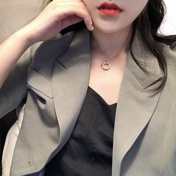 

kpop fashion stainless steel necklace women cute elegant girl style stainless steel chain pendant choker korean jewelry 2020, Silver