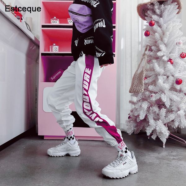 

ladies pants fashion female print hip hop pants high waist loose harem pants women slim hip hop casual trouser, Black;white