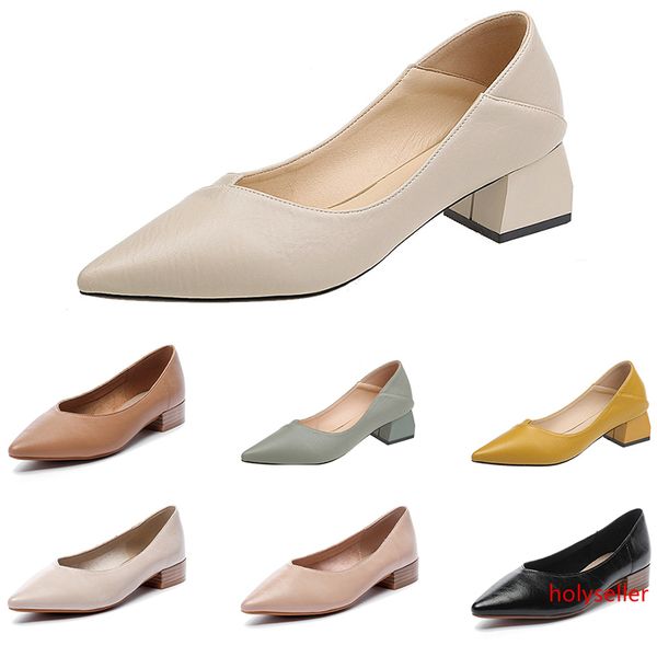 

2020 fashion women s casual leather shoes pure color mid-heeled shoes with pointed shallow mouth outdoor jogging walking shoes main20