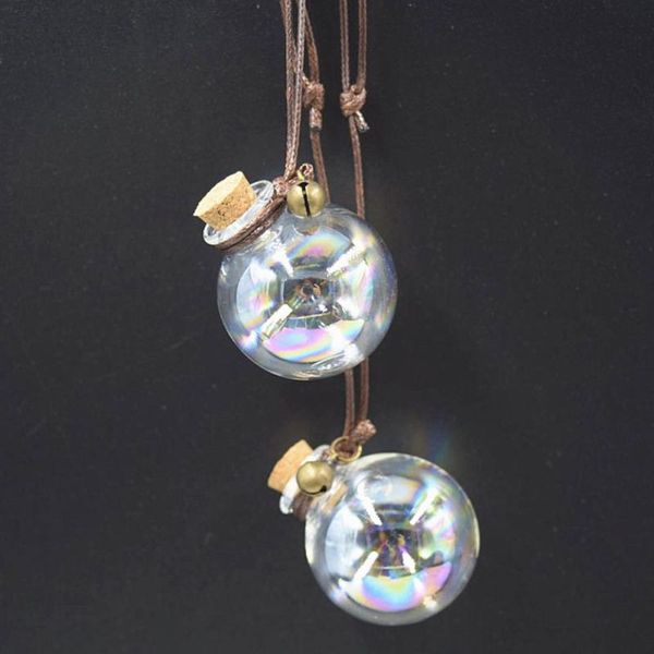 

rainbow color glass ball with cork car hanging small fresh colorful car perfume bottle pendant
