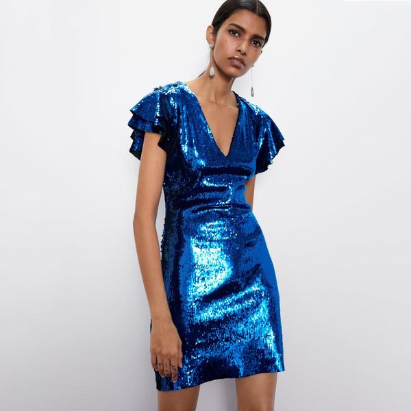 

мода синий блесток платье женщин сексуальный v шеи бальные платья с коротким рукавом лоскутная тонкие эластичные платья 2019 новый streetwea, Black;gray