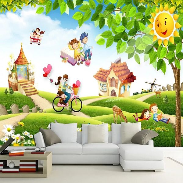 

new custom large mural 3d wallpaper fairy tale world girl baby children's bedroom mural tv back wall decor deep 5d embossed