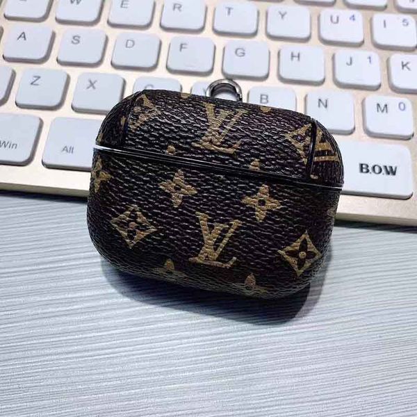 

2020 new luxury designer airpods pro 1/2 case earphone case protector with hook keychain fashion leather pu airpods pro cases