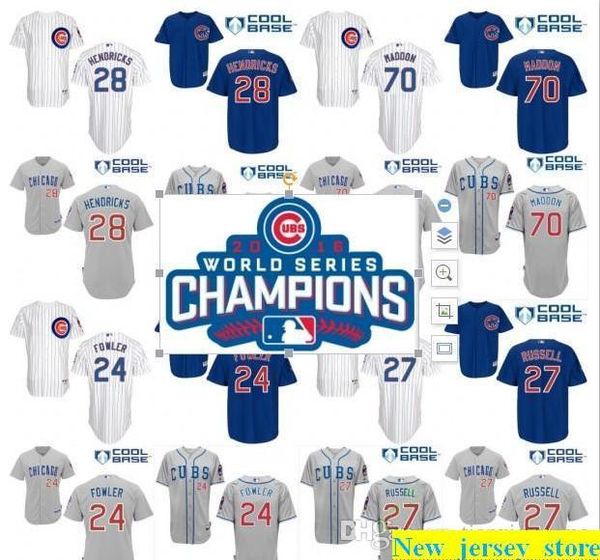 

2016 патч champions world series mens женщины молодежь 28 hendricks 24 декстер фаулер 70 джо maddon 27 addison рассел бейсбола, Blue;black