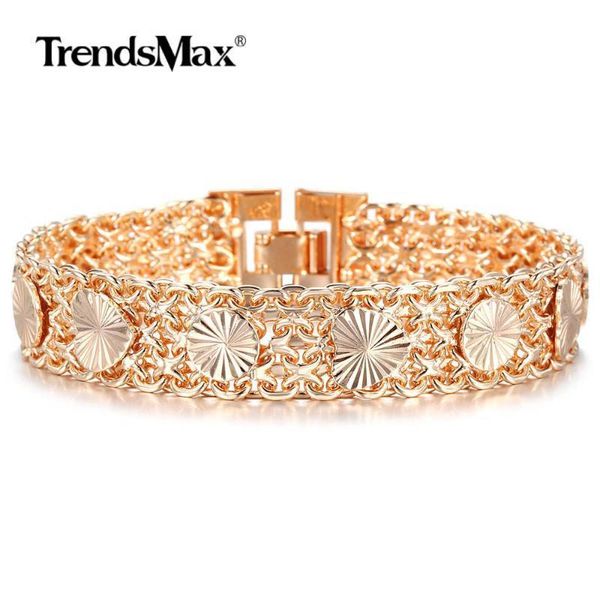 

women's rose gold bracelet 14mm heart love double weaving rolo cable link chain elegant female bracelets & bangles 20cm cb42, Black