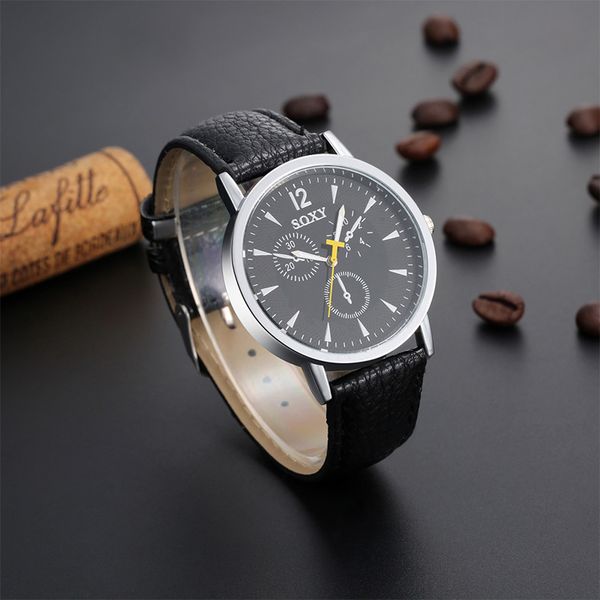 

2019 new quartz men watches fashion casual soxy leather watch elegant sports wristwatch reloj hombre sale, Slivery;brown