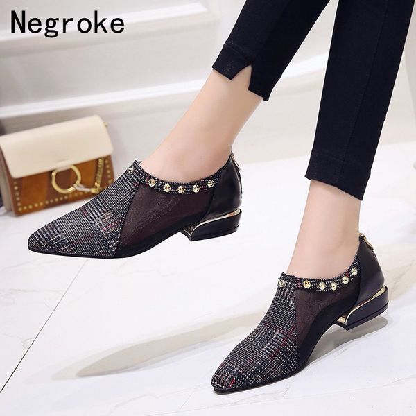 

2019 мода летние сандалии женщины выдалбливают сетки ботильоны сексуальные заклепки коренастый низкий каблук обувь женщина насосы пинетки y2, Black