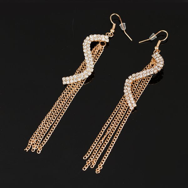 

earrings multiple diamonds earrings rhinestone tassels earring low price, Golden