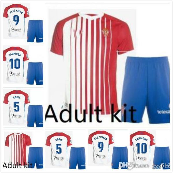 

kit 19 20 sporting gijÃ³n soccer jersey gijon football shirt gomez djurdjevic carmona mendez marino salvador 2019 jersey kit s-xxl, Black;yellow