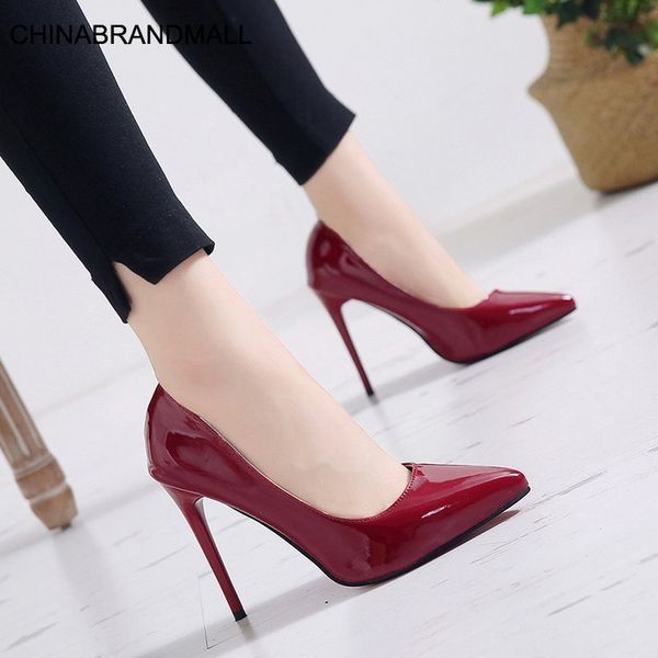 

red wedding shoes black high heels flock leather d'orsay pumps women shoes nude high heels party size zapatos mujer