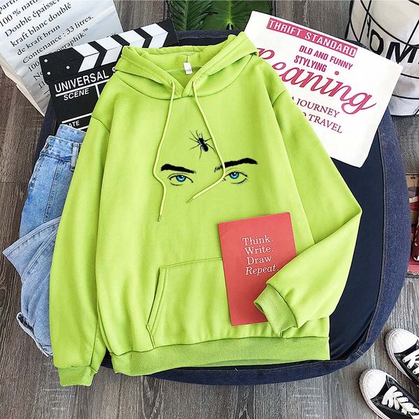 

2020 new candy color hoodie billie eilish print sudaderas mujer harajuku fleece sweatshirt ladies long sleeve hoody, Black