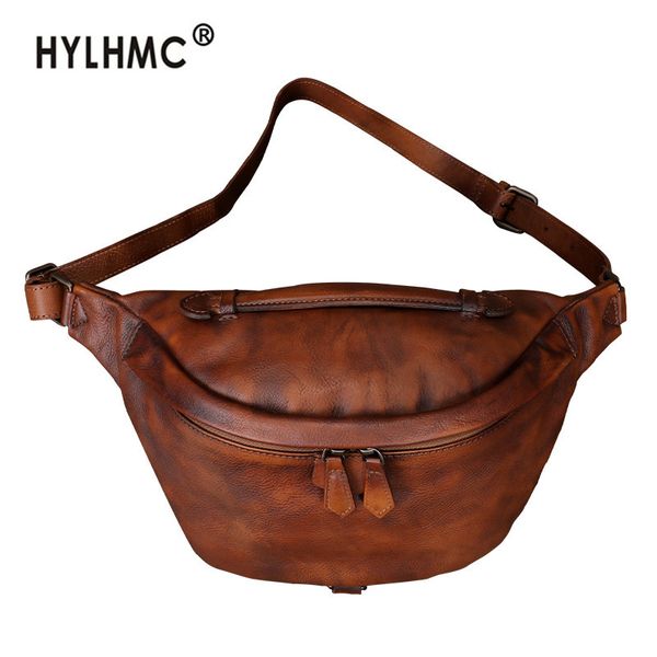 

new handmade retro leather chest pack women belt bag soft ladies first layer cowhide cross-body chest bag casual saddle bags