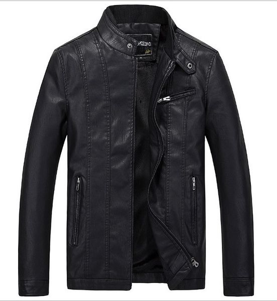 Оптовая продажа-BOYUAN Кожаная куртка Leren Jas Heren Chaquetas De Cuero Hombre 2017 Кожаные байкерские куртки для мужчин Черная кожаная куртка для мужчин B627