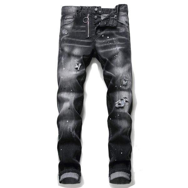 

unique mens distressed badge black skinny jeans fashion designer slim fit washed motocycle denim pants panelled hip hop biker trousers 1056, Blue