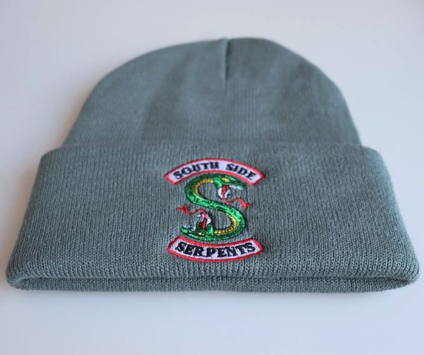 

2019 riverdale cosplay embroidery knitting beanie cap winter warm pullover wool hat hip hop ski hat, Blue;gray