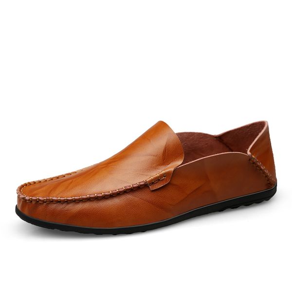 

2019 leather men's shoes lightweight breathable moccasin casual shoes comfortable soft casual driving large size, Black