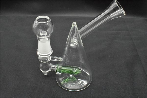 Triangle Glass Beaker Dab Rig Bong Mini Pipa ad acqua Piattaforme petrolifere spesse Cera che fuma narghilè Ciotola Bubbler Tubi a nido d'ape con ciotola di tabacco