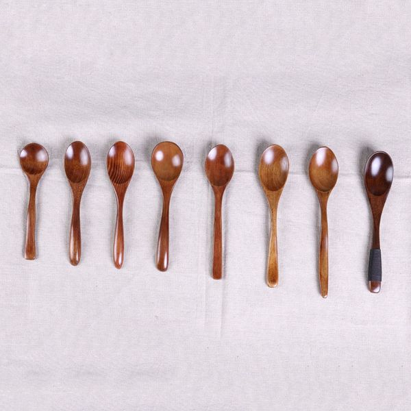 

8 style eco friendly natural wooden spoon coffee stir spoon tea soup sugar honey dessert small spoons