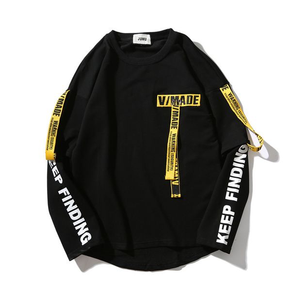 

men designer hoodies street fashion brand oversize webbing letter print hoodies men luxury loose long sleeve sweater 2 colors, Black