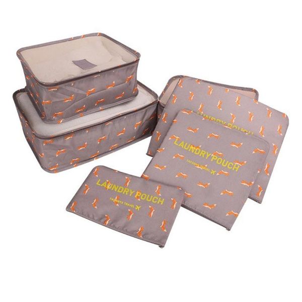 

6 pcs travel storage bag set for clothes tidy organizer wardrobe suitcase pouch travel organizer bag case shoes packing cube