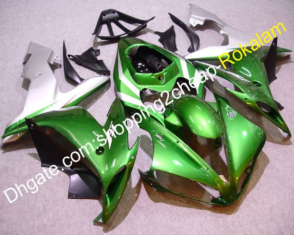 

yzf1000 r1 04 05 06 fairing set for yamaha yzf-r1 2004 2005 2006 race bike green silver body cowling kit (injection molding)