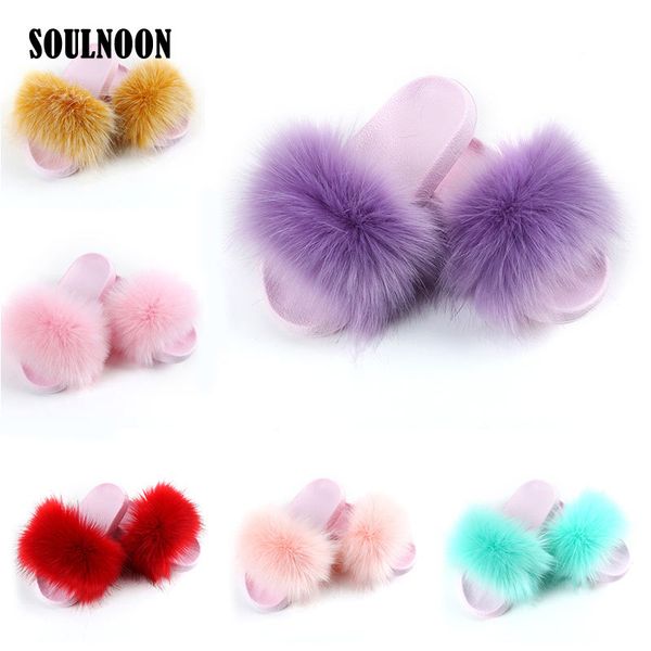 

faux fur slides women indoor home fluffy slippers summer fur sandals female furry flip flops flat casual beach shoes wholesale, Black