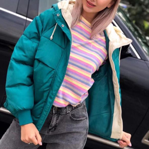 

loozykitwinter thick women hooded parkas fashion long sleeve female outwear oversized coat 2019 plus size casual ladies parkas, Black