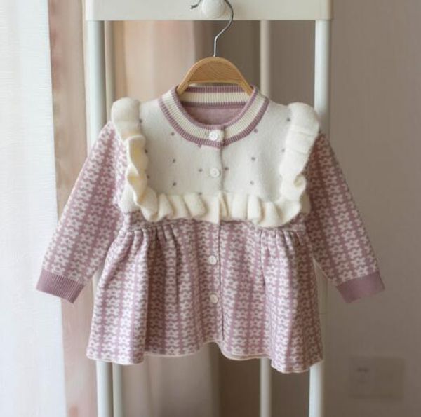 

baby kids clothing sweater cardigan buttons flower print knitted sweater boutique girl spring fall sweater, Blue