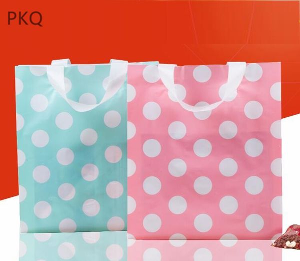 

25pcs dots plastic bag with handle shopping bags clothing wrapping boutique gift plastic bag wedding cookies candy bags