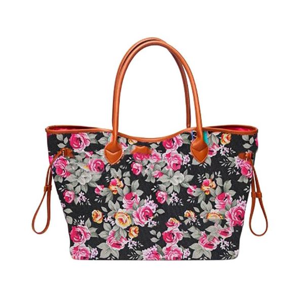 

складной женщин сумки tote мода цветочные засов фолк-пользовательские кошелек плеча tote сумочка повседневная хозяйственная мешок пляжа болс