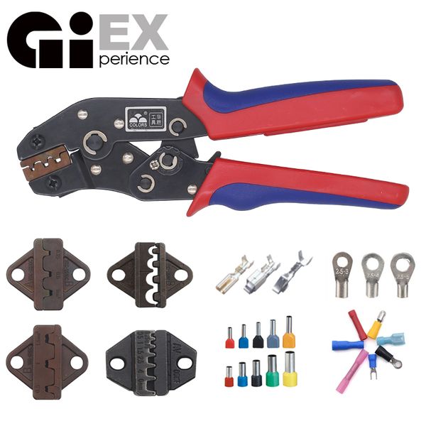 

crimping tool ratcheting wire crimper tool and interchangeable dies for heat shrink connectors non-insulated ferrule terminals