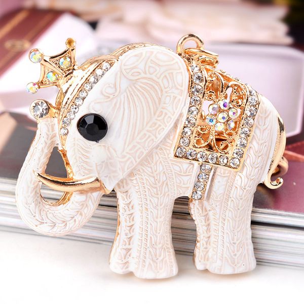 

white elephant shape car alloy key chain creative lady small gift practical bag pendant pendant sale, Silver