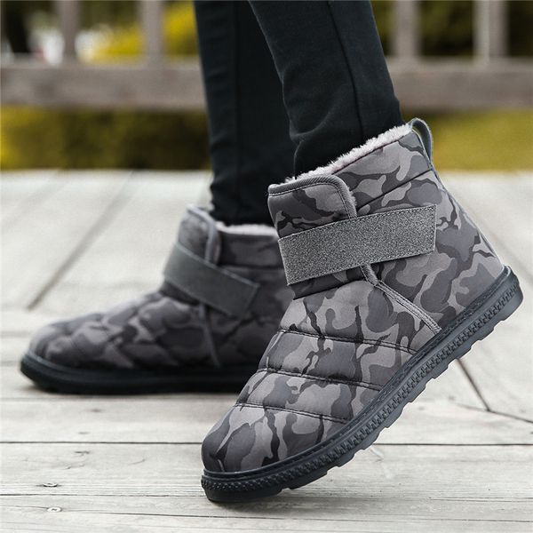 

new winter fashion men boots waterproof non-slip women ankle snow boots shoes warm fur plush man winter shoes, Black