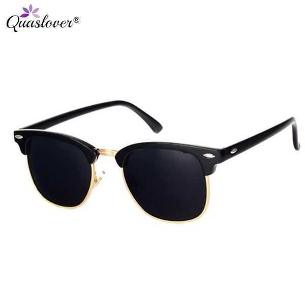 

quaslover polarized semi-rimless sunglasses women/men polarized uv400 classic brand retro gafas, White;black