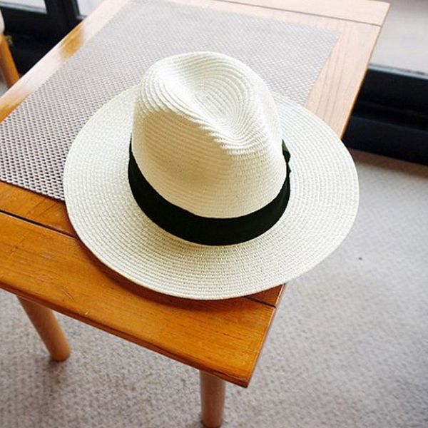

panama hat summer sun hats for women man beach straw hat for men uv protection cap chapeau femme 2020, Blue;gray