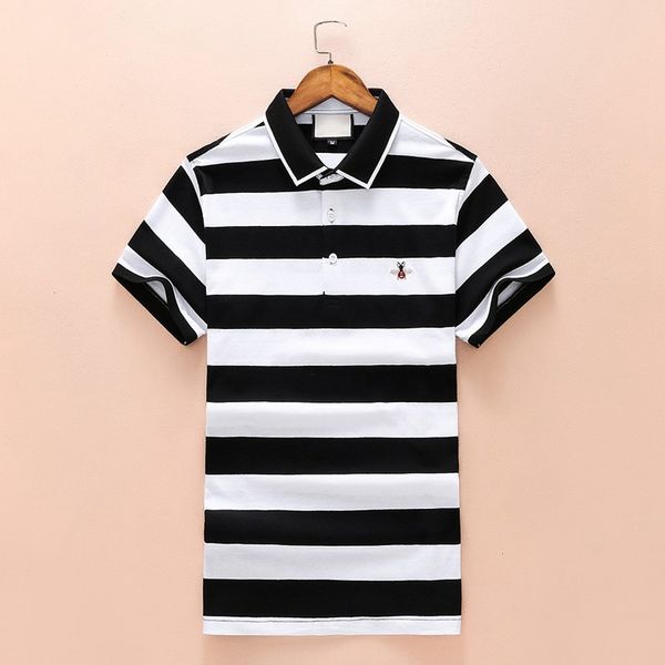 

19ss новый лето пчелиный вышивки хлопка отворотами мужские дизайнерские футболки модные и щедрые stripes дизайнерские футболки, White;black