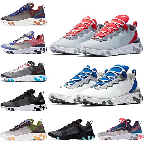 

ROYAL BLUE RED React 55 Jogging 55s Black Green Mens Tennis Running Shoes React Element 87 Orange DUSTY PEACH Designer Womens Sneakers NIK