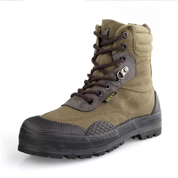 

new men fashion army desert boots men military tactical lace up canvas camouflage rubber boots, Black