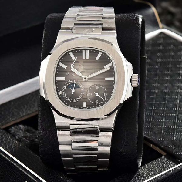 

new men's watch automatic mechanical movement of stainless steel case and strap sport watch, Slivery;brown
