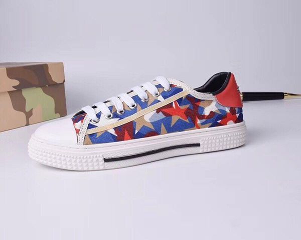 

spring and summer new v home camouflage rivet sports shoes men's shoes leather us captain five-pointed star with casual shoes, Black
