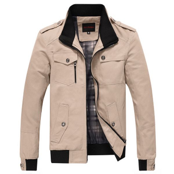 

fashion men jacket autumn winter cotton stand collar casual coat mens solid color windbreaker new male outerwear brand clothing, Black;brown