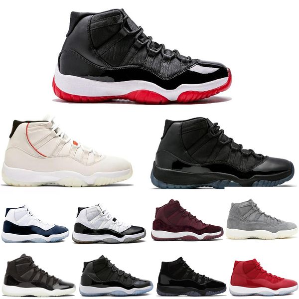 

new11s mens basketball shoes concord 45 platinum tint prom night gym red 11 bred womens trainers sports sneaker