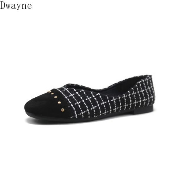 

single shoes women 2020 spring new british style square head shallow mouth wild ins tide with skirt flat shoes, Black