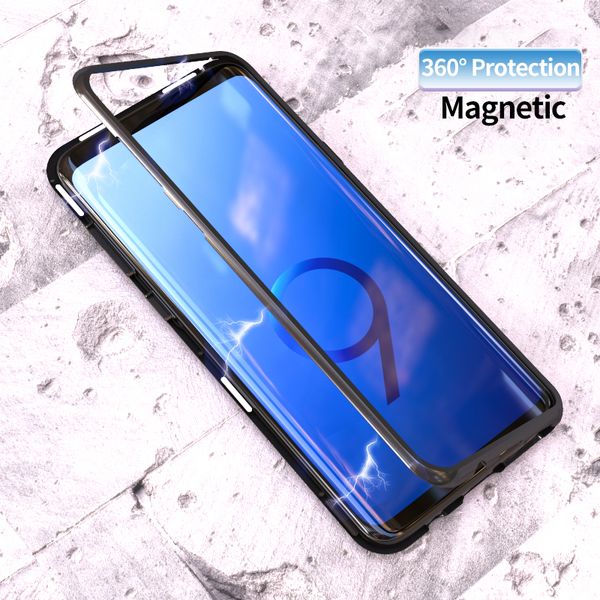 

magnetic metal case for samsung galaxy note 10 plus 10+ s10 s9 s8 plus s10e note 8 9 clear tempered glass back cover