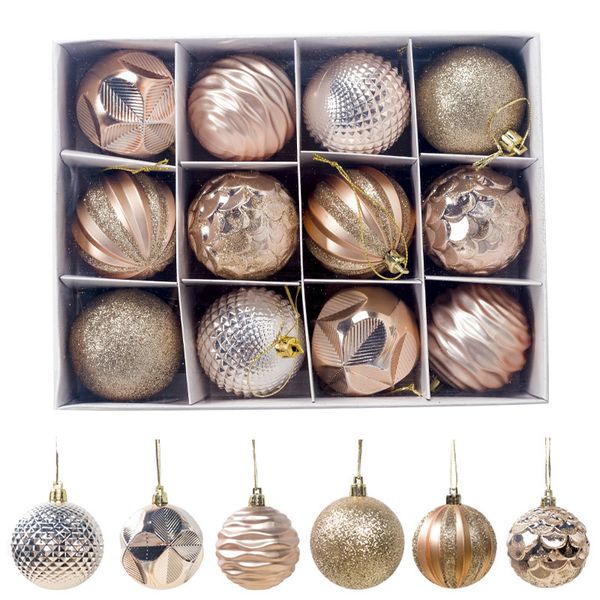 

high-end restaurant christmas balls office building mansion pvc ornament party 60mm 12pcs/set